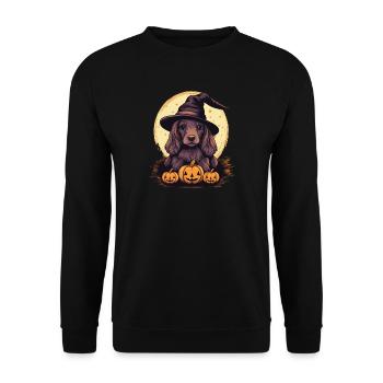 Halloween Witch Hat Pumpkin Dog Cocker Spaniel - Unisex Sweatshirt - black - Front - Alina (178cm) & Michal (187cm)