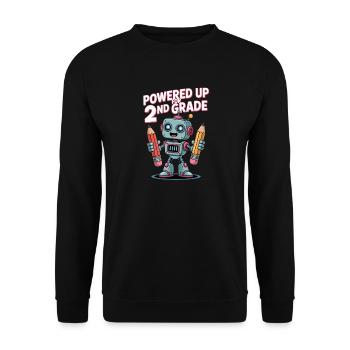 Powered Up For 2nd Grade Robot School - Unisex Sweatshirt - black - Front - Alina (178cm) & Michal (187cm)