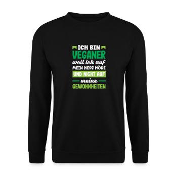 Attention I'm Vegan Funny Vegan Gift - Unisex Sweatshirt - black - Front - Alina (178cm) & Michal (187cm)