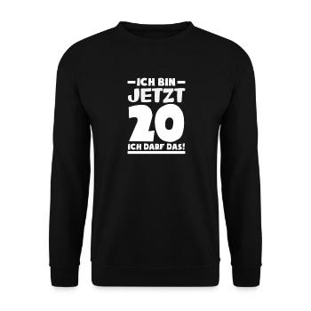 Lustiges Geschenk Zum 20. Geburtstag - Unisex Pullover - Schwarz - Vorne - Alina (178cm) & Michal (187cm)