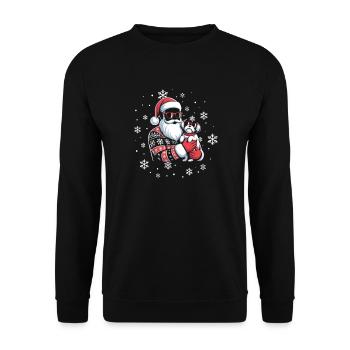 Santa Hässliche Weihnacht Und Hund - Unisex Pullover - Schwarz - Vorne - Alina (178cm) & Michal (187cm)