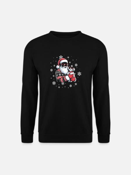 Santa Feo Navidad y perro - Sudadera unisex - negro