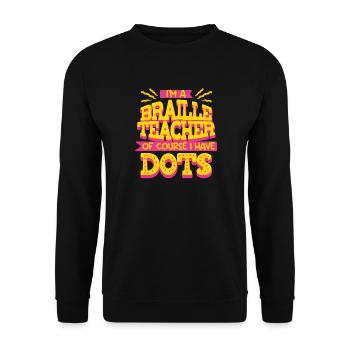 Braille Teacher Braille Dotum - Unisex Sweatshirt - black - Front - Alina (178cm) & Michal (187cm)