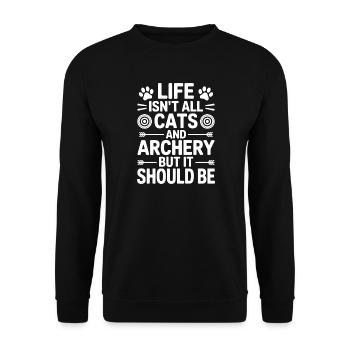 Archery Saying Cats Archery Gift - Unisex Sweatshirt - black - Front - Alina (178cm) & Michal (187cm)