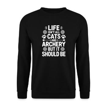 Tir à l’arc Dicton chats Cadeau de tir à l’arc - Sweat-shirt Unisexe - noir - Devant - Alina (178cm) & Michal (187cm)