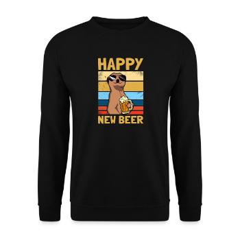 Happy new beer beer drinker New Year's Eve beer - Unisex Sweatshirt - black - Front - Alina (178cm) & Michal (187cm)