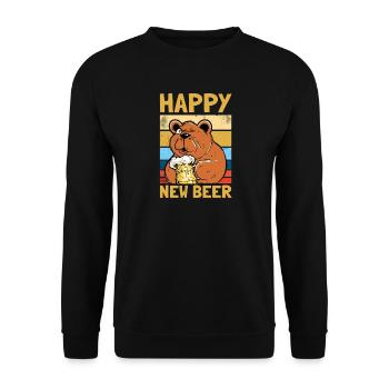 Happy new beer beer drinker New Year's Eve beer - Unisex Sweatshirt - black - Front - Alina (178cm) & Michal (187cm)