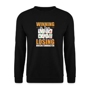 Chinese Mahjong Game Tournament Gift - Unisex Sweatshirt - black - Front - Alina (178cm) & Michal (187cm)