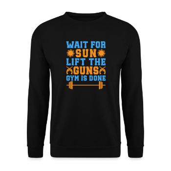 Fitness Motivation Bodybuilder Lift The Guns Gym - Unisex Sweatshirt - black - Front - Alina (178cm) & Michal (187cm)