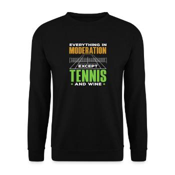 Tennis and Wine for Tennis Players - Unisex Sweatshirt - black - Front - Alina (178cm) & Michal (187cm)