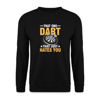 That one dart that just hates you - Unisex Pullover - Schwarz - Vorne - Alina (178cm) & Michal (187cm)
