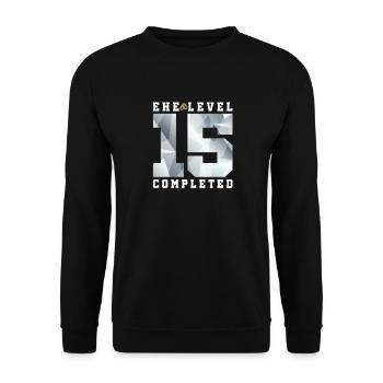 15. Hochzeitstag - Unisex Pullover - Schwarz - Vorne - Alina (178cm) & Michal (187cm)