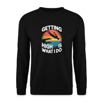 Kunstspringen Turmspringer Sprungbrett - Unisex Pullover - Schwarz - Vorne - Alina (178cm) & Michal (187cm)