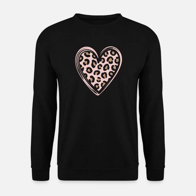 Leopard Pattern Heart Design - Unisex Sweatshirt - black
