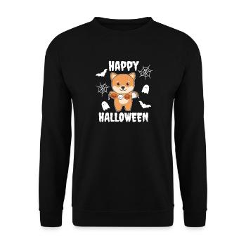 Costume de fantôme citrouille joyeux Halloween Shiba Inu - Sweat-shirt Unisexe - noir - Devant - Alina (178cm) & Michal (187cm)