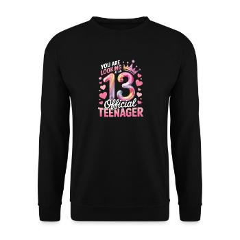 13th birthday teenager gift - Unisex Sweatshirt - black - Front - Alina (178cm) & Michal (187cm)