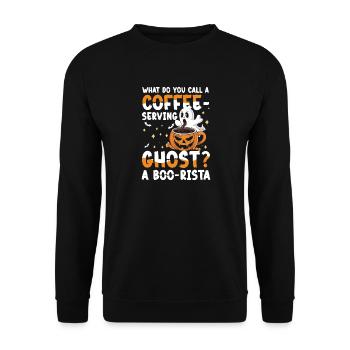  Halloween Kaffee Geist Barista What Do You Call A - Unisex Pullover - Schwarz - Vorne - Alina (178cm) & Michal (187cm)