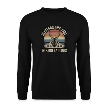 Retro Mountains Funny Saying Hiking Gift - Unisex Sweatshirt - black - Front - Alina (178cm) & Michal (187cm)