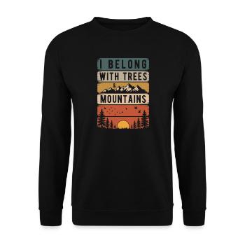 Retro Natur Berge Silhouette Wandern Geschenk - Unisex Pullover - Schwarz - Vorne - Alina (178cm) & Michal (187cm)