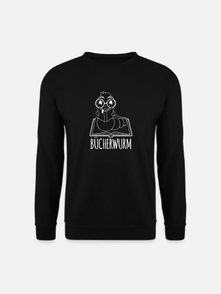 Bücherwurm Cartoon Illustration - Unisex Pullover - Schwarz