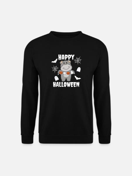 Hippo Happy Halloween Kürbis Fledermaus Kostüm - Unisex Pullover - Schwarz