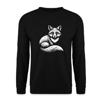 Fox illustration in black and white - Unisex Sweatshirt - black - Front - Alina (178cm) & Michal (187cm)