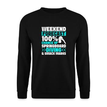 Kunstspringen Turmspringer Sprungbrett - Unisex Pullover - Schwarz - Vorne - Alina (178cm) & Michal (187cm)