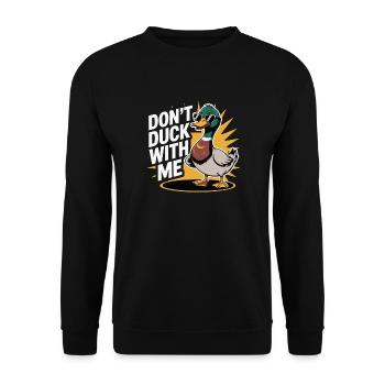 Illustration humoristique de canard avec des lunettes de soleil - Sweat-shirt Unisexe - noir - Devant - Alina (178cm) & Michal (187cm)