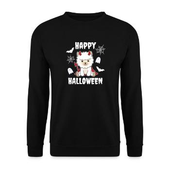 Alpaca Happy Halloween Devil Costume - Unisex Sweatshirt - black - Front - Alina (178cm) & Michal (187cm)