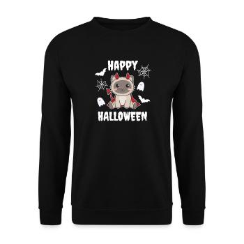 Costume de chat siamois joyeux Halloween diable - Sweat-shirt Unisexe - noir - Devant - Alina (178cm) & Michal (187cm)