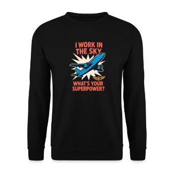 Hôtesse de l’air Personnel navigant commercial Life Aviation - Sweat-shirt Unisexe - noir - Devant - Alina (178cm) & Michal (187cm)