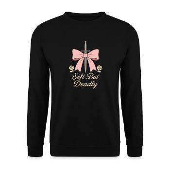Coquette Aesthetic Bow Pattern Girly Pastel - Unisex Sweatshirt - black - Front - Alina (178cm) & Michal (187cm)