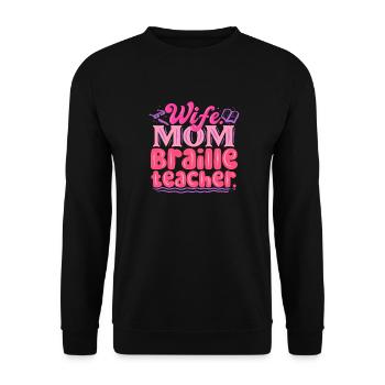 Braille Teacher Braille Dotum - Unisex Sweatshirt - black - Front - Alina (178cm) & Michal (187cm)