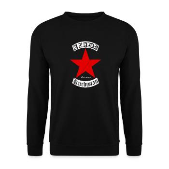 Kurdistan Kurden Großer Rotstern mit Text - Unisex Pullover - Schwarz - Vorne - Alina (178cm) & Michal (187cm)