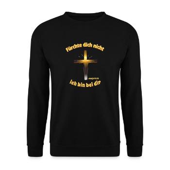 Shining Cross Message Jesus Saying Isaiah - Unisex Sweatshirt - black - Front - Alina (178cm) & Michal (187cm)