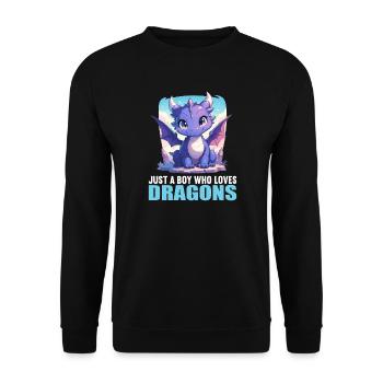 Drachen Drache - Unisex Pullover - Schwarz - Vorne - Alina (178cm) & Michal (187cm)
