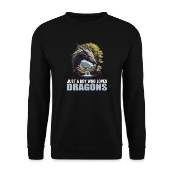 Drachen Drache - Unisex Pullover - Schwarz - Vorne - Alina (178cm) & Michal (187cm)