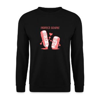 Perfect Couple Pencil And Eraser Drawing - Unisex Pullover - Schwarz - Vorne - Alina (178cm) & Michal (187cm)