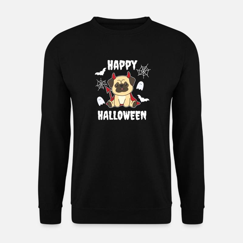 Pug Happy Halloween Devil - Unisex Sweatshirt - black