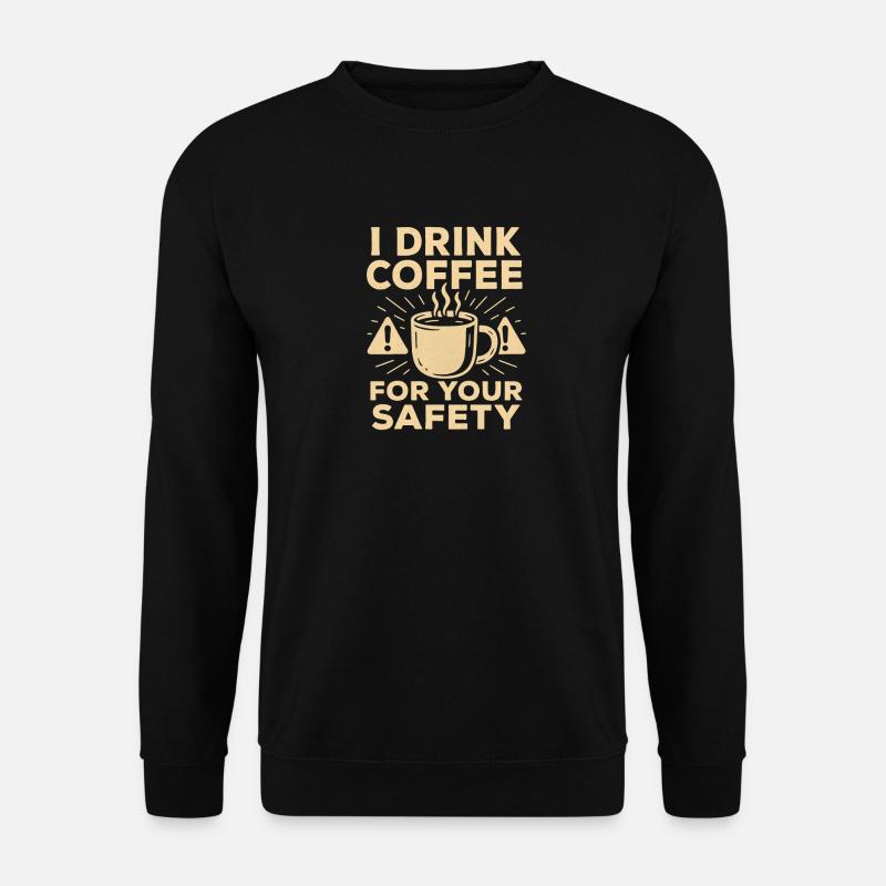 Kaffee-Sicherheits-Humor-Illustration - Unisex Pullover - Schwarz
