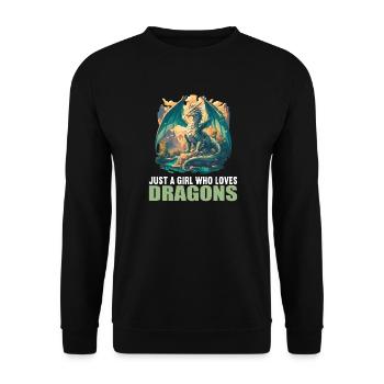 Drachen Drache - Unisex Pullover - Schwarz - Vorne - Alina (178cm) & Michal (187cm)