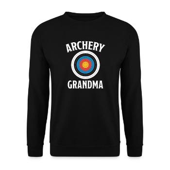 Bogenschießen Spruch Oma Bogenschießen Geschenk - Unisex Pullover - Schwarz - Vorne - Alina (178cm) & Michal (187cm)