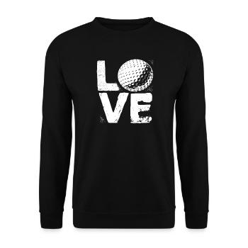 Love Golf Grunge Style Bold Golf Ball Fan - Unisex Pullover - Schwarz - Vorne - Alina (178cm) & Michal (187cm)