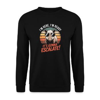 Im Here Ready Tapir Escalate Saying Party Retro - Unisex Sweatshirt - black - Front - Alina (178cm) & Michal (187cm)