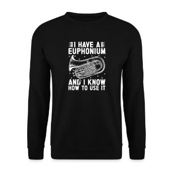 Joueur de baryton Je sais m'en servir Euphonium - Sweat-shirt Unisexe - noir - Devant - Alina (178cm) & Michal (187cm)