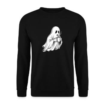 Ghost with coffee cup illustration - Unisex Sweatshirt - black - Front - Alina (178cm) & Michal (187cm)
