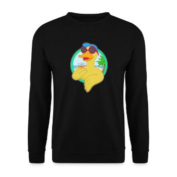 Ente Strand Getränk Sommer - Unisex Pullover - Schwarz - Vorne - Alina (178cm) & Michal (187cm)