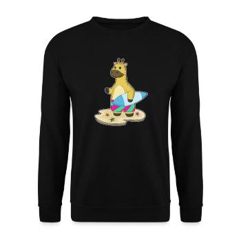 Giraffe Beach Surfboard Summer - Unisex Sweatshirt - black - Front - Alina (178cm) & Michal (187cm)
