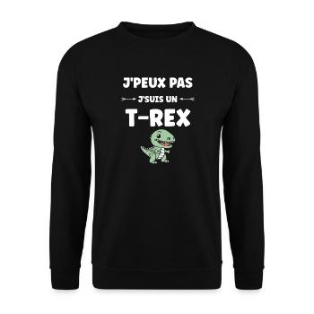 Humorvoller T-Rex für Dinosaurierliebhaber - Unisex Pullover - Schwarz - Vorne - Alina (178cm) & Michal (187cm)