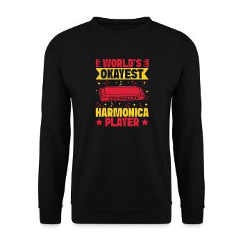 Funny Harmonica Player Okayest Harmonica - Unisex Pullover - Schwarz - Vorne - Alina (178cm) & Michal (187cm)